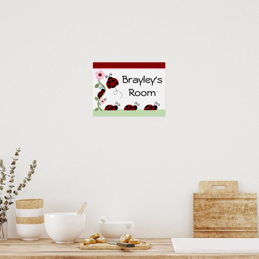 可愛いラディバグ&フラワーアートプリントサインのポスター ポスター (キッチン)