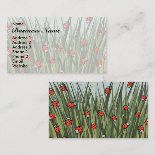 可愛いラディバードラディバグパターン 名刺 (正面/裏面)