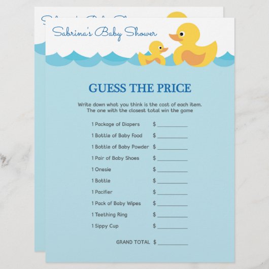 可愛いラバーダックで赤ちゃんシャワーゲームテーマ (正面/裏面)