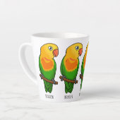 可愛いラバードマンガのオウム カフェラテマグ (左アングル)