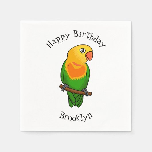 可愛いラバードマンガのオウム スタンダードカクテルナプキン (正面)