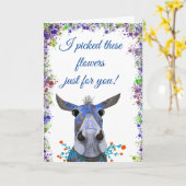 可愛いラバ漫画の動物の母の日カード カード (黄色い花)