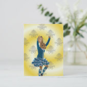 可愛いラビットスコットランドのハイランドダンサー ポストカード (スタンド正面)