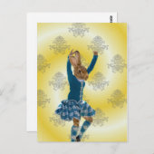 可愛いラビットスコットランドのハイランドダンサー ポストカード (正面/裏面)