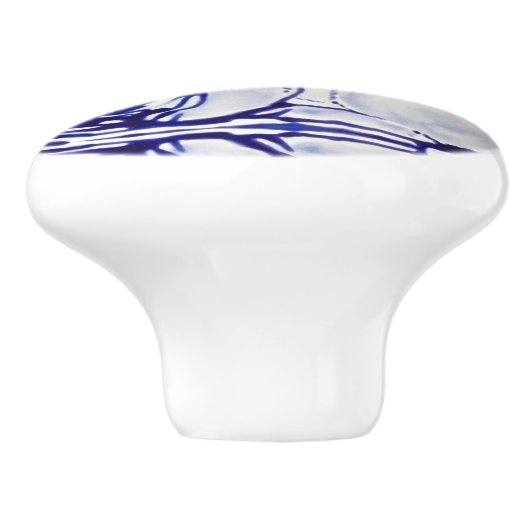 可愛いラビットブルーホワイトウッドランドアニマルデダム セラミックノブ (側面)