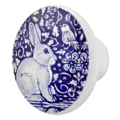 可愛いラビットブルーホワイトウッドランドアニマルデダム セラミックノブ (右)