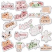 可愛いラブセットビニールシール シール (正面)