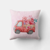 可愛いラブトラックとハートカーゴウォーター色 クッション (裏面)