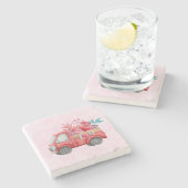 可愛いラブトラックとハートカーゴウォーター色 ストーンコースター (横)