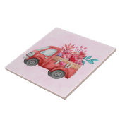 可愛いラブトラックとハートカーゴウォーター色 タイル (側面)