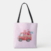 可愛いラブトラックとハートカーゴウォーター色 トートバッグ (裏面)