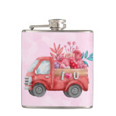 可愛いラブトラックとハートカーゴウォーター色 フラスク (正面)