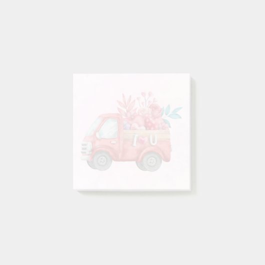 可愛いラブトラックとハートカーゴウォーター色 ポストイット (正面)