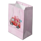 可愛いラブトラックとハートカーゴウォーター色 ミディアムペーパーバッグ (裏面アングル)