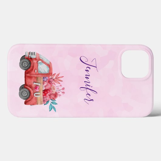 可愛いラブトラックとハートカーゴウォーター色 Case-Mate iPhoneケース (裏面 (横))