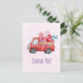 可愛いラブトラックとハート貨物ありがとう ポストカード (スタンド正面)