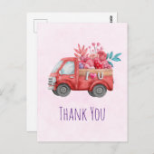 可愛いラブトラックとハート貨物ありがとう ポストカード (正面/裏面)