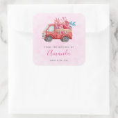 可愛いラブトラック運のハート&フラワーキッチン スクエアシール (バッグ)