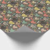 可愛いラブニー柄とハート ラッピングペーパー (角)