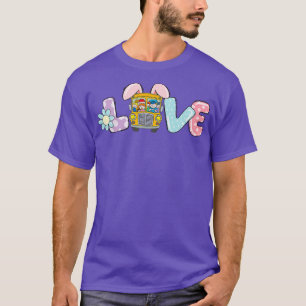 可愛いラブバニースクールバスドライバーライフハッピーイースト Tシャツ