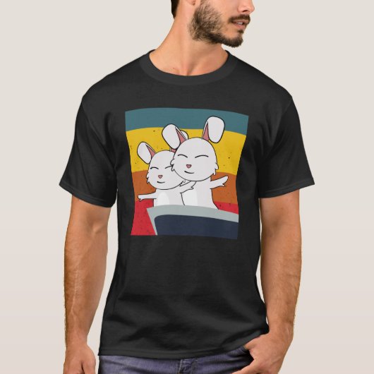 可愛いラブポーズのウサギ Tシャツ (正面)