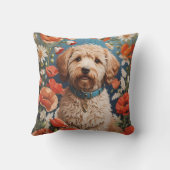 可愛いラブラドールデイジーとポピー花 クッション (裏面)