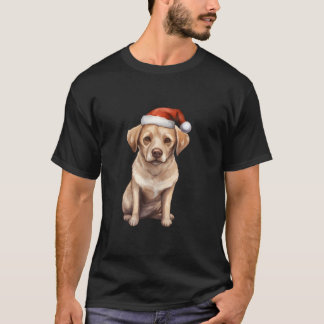 可愛いラブラドールレトリエバードッグパピーとサンタハットC Tシャツ