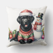 可愛いラブラドールレトリエバーパピードッグクリスマス クッション (裏面)