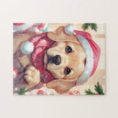 可愛いラブラドールレトリバーとパステルハット&スカーフ ジグソーパズル (横)