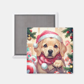 可愛いラブラドールレトリバーとパステルハット&スカーフ マグネット (正面/裏面)