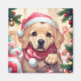 可愛いラブラドールレトリバーとパステルハット&スカーフ マグネット