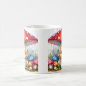 可愛いラブラドール子犬の傘の下 コーヒーマグカップ (中央)