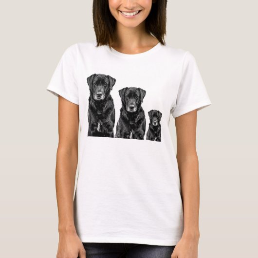 可愛いラブラドール黒犬の子犬ペット進化 Tシャツ (正面)