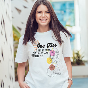 可愛いラブ引用文スタイリッシュピンクラインアートスケッチ Tシャツ