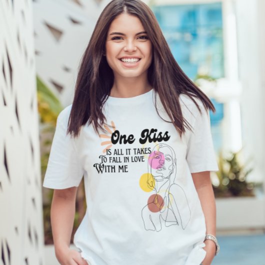 可愛いラブ引用文スタイリッシュピンクラインアートスケッチ Tシャツ