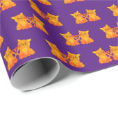 可愛いラブ紫色のオレンジジンジャーキッテン猫マンガ ラッピングペーパー (ロールコーナー)