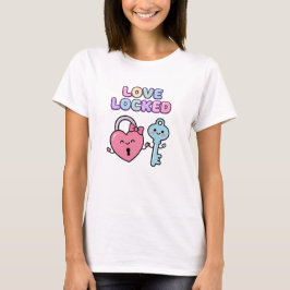 可愛いラブ ロック ウェディング Tシャツ