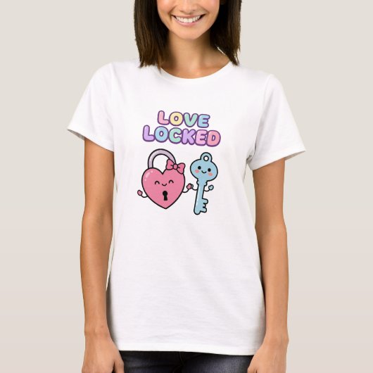 可愛いラブ ロック ウェディング Tシャツ (正面)