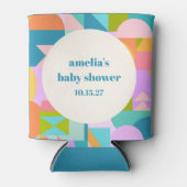 可愛いラベカラフルンダーブルーベビーシャワーカスタム 缶クーラー (正面)