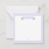 可愛いラベンダーのギンガムパターンありがとう ノートカード (正面)