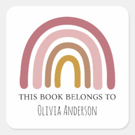 可愛いラベンダーの水彩虹この本は属する スクエアシール