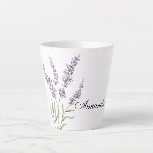 可愛いラベンダーの花 カフェラテマグ (正面)
