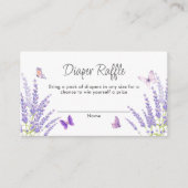 可愛いラベンダーバタフライおむつラッフルベビーシャワー エンクロージャーカード (正面)