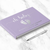 可愛いラベンダーパープルシルバーフォイルベビーガールシャワー ゲストブック