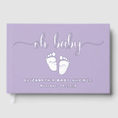 可愛いラベンダーパープルシルバーフォイルベビーガールシャワー ゲストブック (正面)