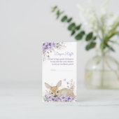 可愛いラベンダーパープルフローラ鹿ベビーシャワー エンクロージャーカード (スタンド正面)