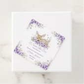 可愛いラベンダーパープルフローラ鹿ベビーシャワー フェイバータグ (インサイチュ)