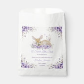 可愛いラベンダーパープルフローラ鹿ベビーシャワー フェイバーバッグ (正面)