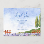 可愛いラベンダーフィールド結婚ランドスケープ ポストカード (裏面)