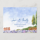 可愛いラベンダーフィールド結婚ランドスケープ ポストカード (正面)